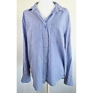 Women's Beach Lunch Lounge Striped Wrap Short Long Sleeve Blue L